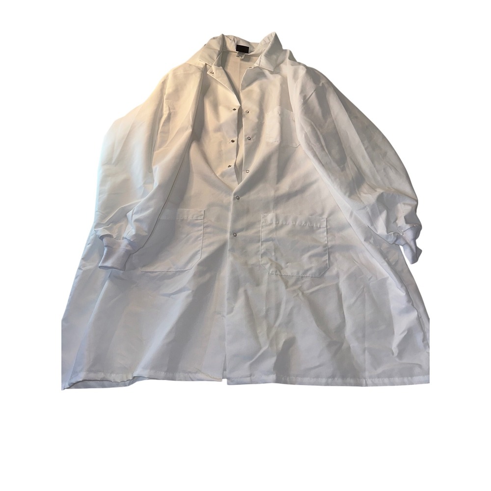Red Kap Mens White Lab Coat Snap Front Ribbed Cuffs 4XL